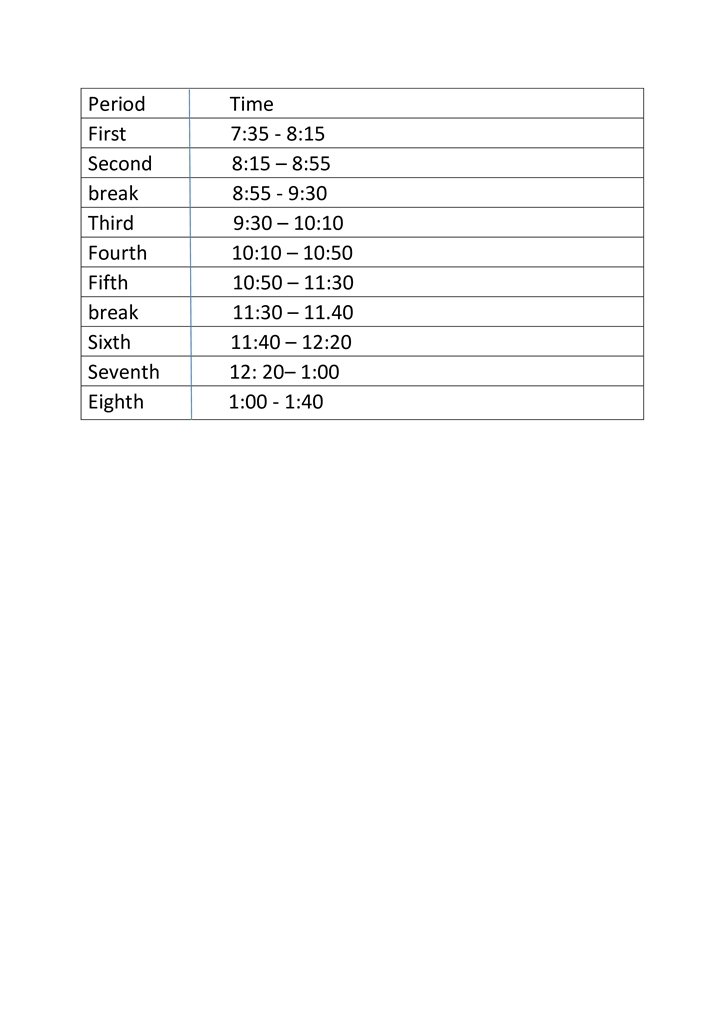 Bell Timings